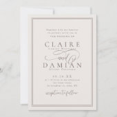 ニュートラシンプルルエレガンスロマンチック結婚スクリプト 招待状 (正面)