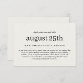 ニュートラシンプルル結婚タイプのオンラインRSVPと情報 セーブザデート (正面/裏面)