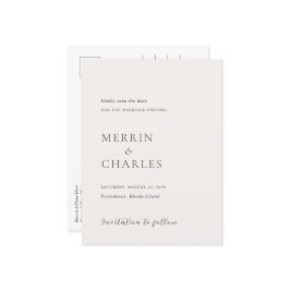 ニュートラスタイリッシュル写真モダン結婚式の日付の保存 案内ポストカード