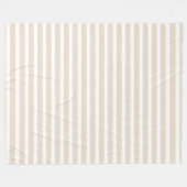 ニュートラストライプルなクリームと白 フリースブランケット (正面(横))