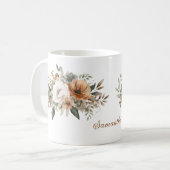 ニュートラパーソナライズされたル水彩フローラブーケ コーヒーマグカップ (正面左)