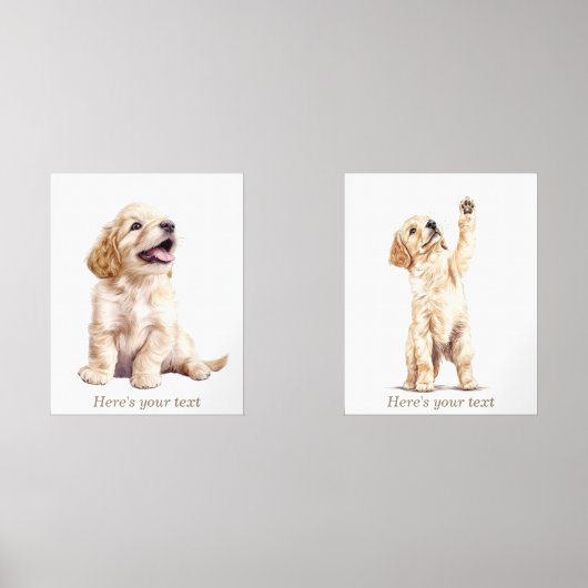 ニュートラパーソナライズされたンドゴールデンレトリバー子供部屋アート (正面)