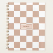ニュートラパーソナライズされた市松模様にルバラ赤面ピンク プランナー手帳 (正面)