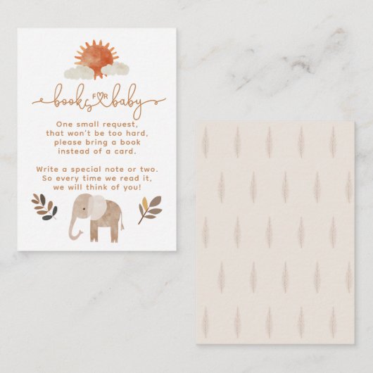 ニュートラミニマルルなサファリの動物の赤ん坊シャワー エンクロージャーカード (正面/裏面)