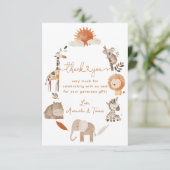 ニュートラミニマルルなサファリの動物の赤ん坊シャワー サンキューカード (スタンド正面)