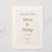 ニュートラミニマルル結婚ベージュ 招待状 (正面/裏面)