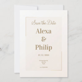 ニュートラミニマルル結婚ベージュ 招待状