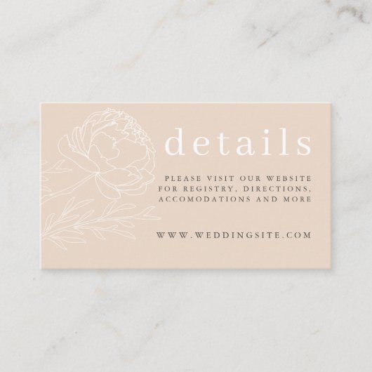 ニュートラモダンルエレガントベージュフローラ結婚詳細 エンクロージャーカード (正面)