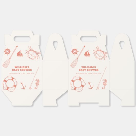 ニュートラモダンル魚釣りボーイ赤ちゃんシャワー フェイバーボックス (見開き)