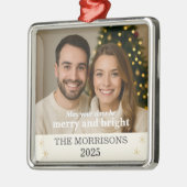 ニュートラモダンル&金ゴールドファミリーフォトスノーフレーク メタルオーナメント (左)