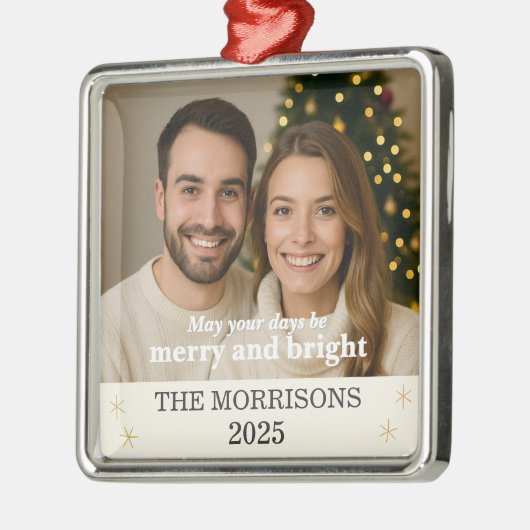 ニュートラモダンル&金ゴールドファミリーフォトスノーフレーク メタルオーナメント (左)