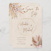 ニュートラルおよびフローラ日付の保存招待状 招待状 (正面/裏面)