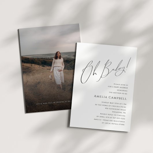 ニュートラルお洒落オベビー!フォトベビーシャワー 招待状