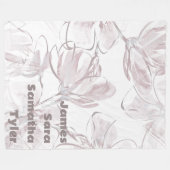 ニュートラルかわいらしカラーフローラファミリメンバフリース フリースブランケット (正面(横))