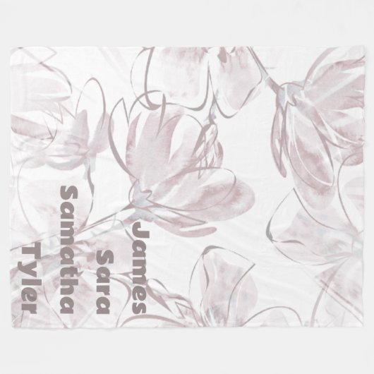 ニュートラルかわいらしカラーフローラファミリメンバフリース フリースブランケット (正面(横))