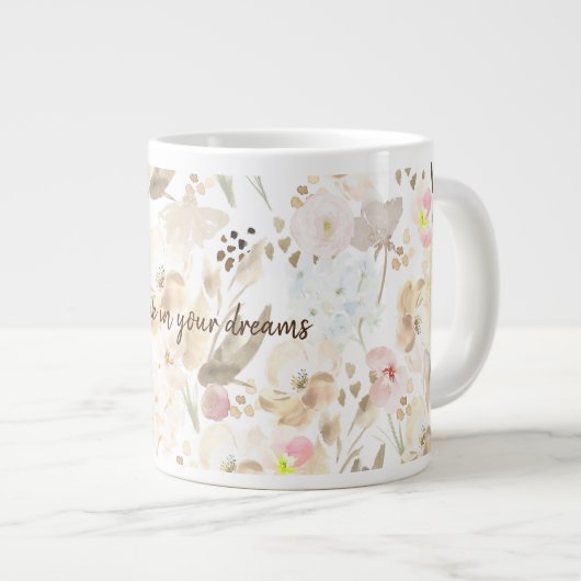 ニュートラルかわいらしクリームピンクフローラ ジャンボコーヒーマグカップ (正面右)