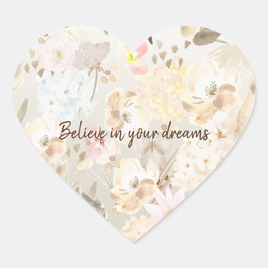 ニュートラルかわいらしクリームピンクフローラ ハートシール (正面)