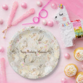 ニュートラルかわいらしクリームピンクフローラ ペーパープレート (パーティー)