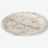 ニュートラルかわいらしクリームピンクフローラ ペーパープレート (アングル)
