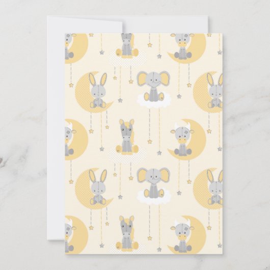 ニュートラルきらめく小さな星の動物の赤ちゃんシャワー 招待状 (裏面)