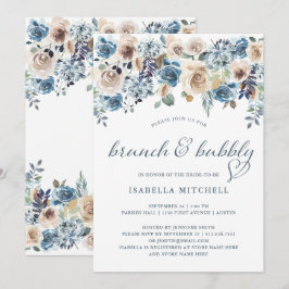ニュートラルとブルーのフローラ|ブランチとバブリー 招待状