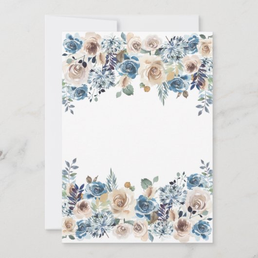 ニュートラルとブルーのフローラ | ボーイまたはガール《キリスト教》洗礼式や命名式 招待状 (裏面)