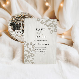ニュートラルなアニマルプリントの結婚式Save the Date 招待状