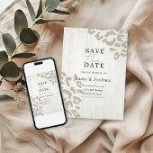 ニュートラルなアニマルプリントの結婚式Save the Date 招待状
