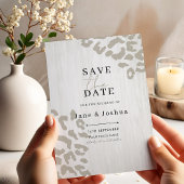 ニュートラルなアニマルプリントの結婚式Save the Date 招待状