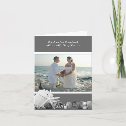 ニュートラルなグレーの貝殻写真ありがとうございます サンキューカード (正面)