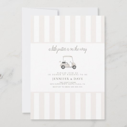 ニュートラルなゴルフカートの小さなパターが途中で 招待状 (正面)