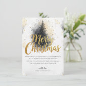 ニュートラルなゴールドの水彩 メリークリスマスカード 招待状 (スタンド正面)