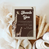 ニュートラルなジャングルサファリキリン赤ちゃんシャワー サンキューカード