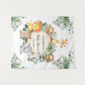 ニュートラルなジャングルサファリ動物ベイビーシャワー ワイルドワン タペストリー (正面(横))