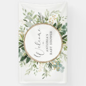 ニュートラルなセージグリーンの装飾 ゴールドのベビーシャワー歓迎 横断幕 (縦)