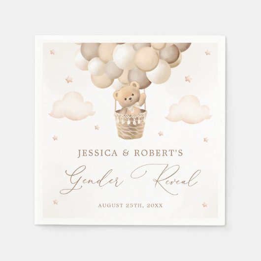 ニュートラルなテディベア性別の暴露 スタンダードカクテルナプキン (正面)