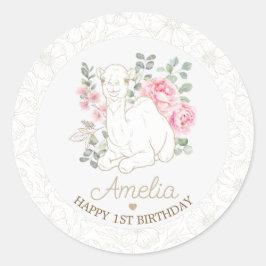 ニュートラルなデザート地の1歳の誕生日パーティーのお返し ラウンドシール
