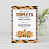 ニュートラルなトラの三つ子ベビーシャワー招待状 招待状 (スタンド正面)