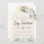 ニュートラルなトーンのボーホーシャワー招待状 招待状 (正面/裏面)