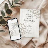 ニュートラルなヒョウ柄のモダンな婚約パーティー 招待状