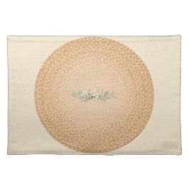 ニュートラルなファームハウススタイルの花柄織り込みプレースマット ランチョンマット