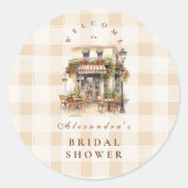 ニュートラルなフランス風カフェのブライダルシャワー ラウンドシール (正面)