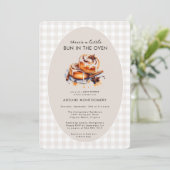 ニュートラルなベイビーシャワー オーブンにパンが入ってる 招待状 (スタンド正面)