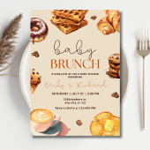 ニュートラルなベイビーブランシュ招待状 朝食テーマ 招待状