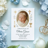 ニュートラルなベビーガールの洗礼式招待状 招待状