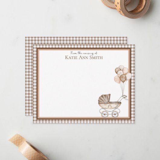 ニュートラルなベビーシャワーの感謝を伝えるカード ノートカード (正面/裏面インサイチュ)