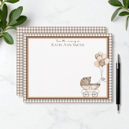 ニュートラルなベビーシャワーの感謝を伝えるカード ノートカード