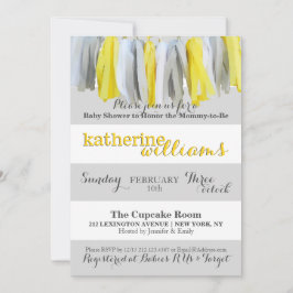 ニュートラルなベビーシャワー招待タッセルガーランド 招待状