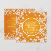 ニュートラルなベビーシャワー エレガントなウィンター スパークル オレンジ 招待状 (正面/裏面)