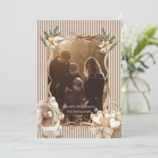 ニュートラルなポイントセッタのクリスマス写真 シーズンカード (スタンド正面)